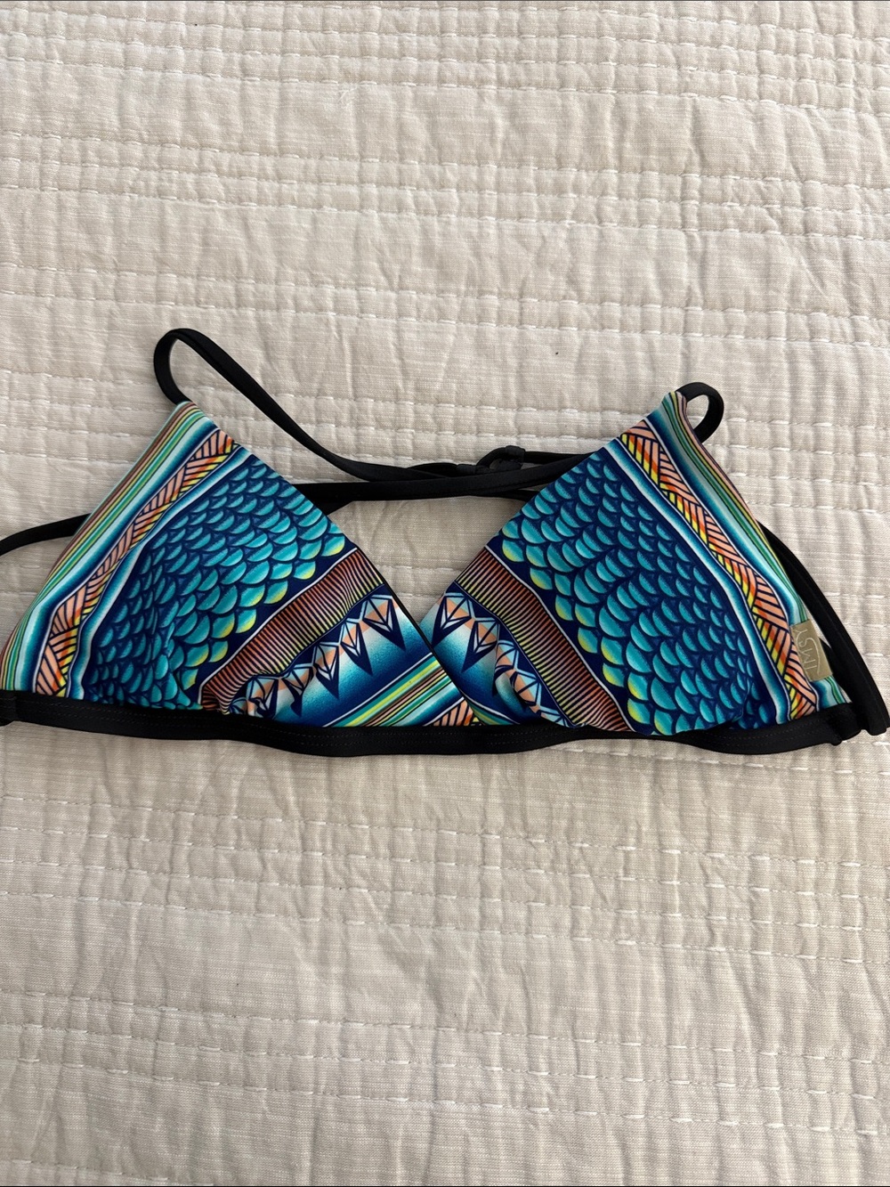 Imsy Women’s Blue Patterned Triangle Bikini Top - Swim